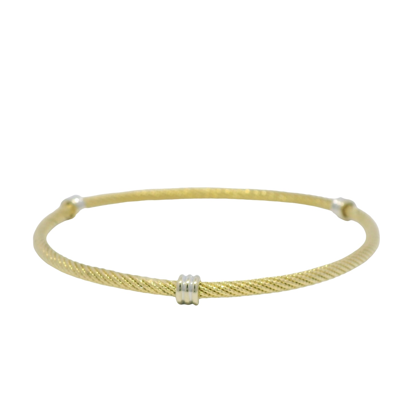 David Yurman 18K Yellow Gold Three Station Narrow Bangle Bracelet