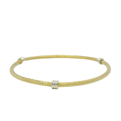 David Yurman 18K Yellow Gold Three Station Narrow Bangle Bracelet