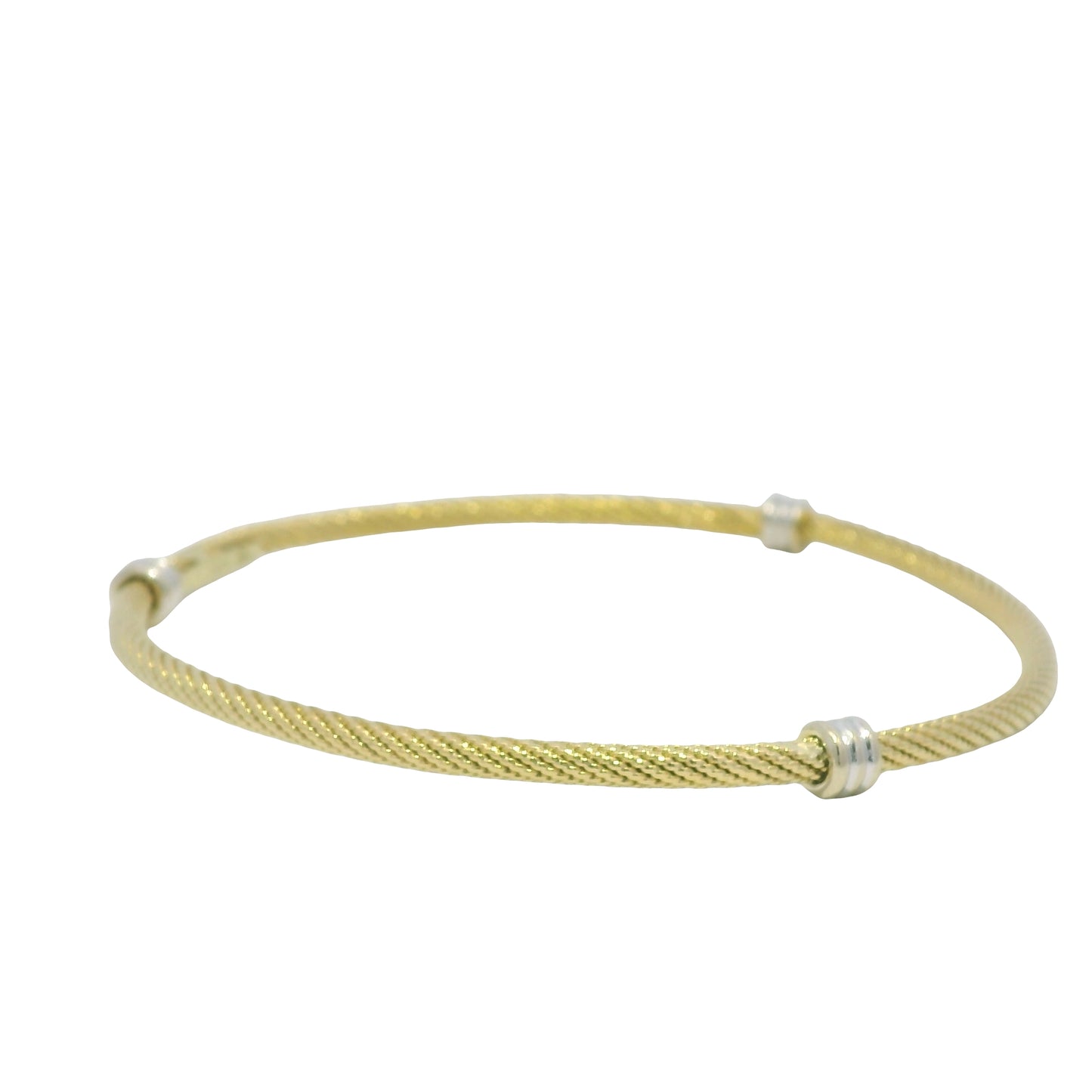 David Yurman 18K Yellow Gold Three Station Narrow Bangle Bracelet