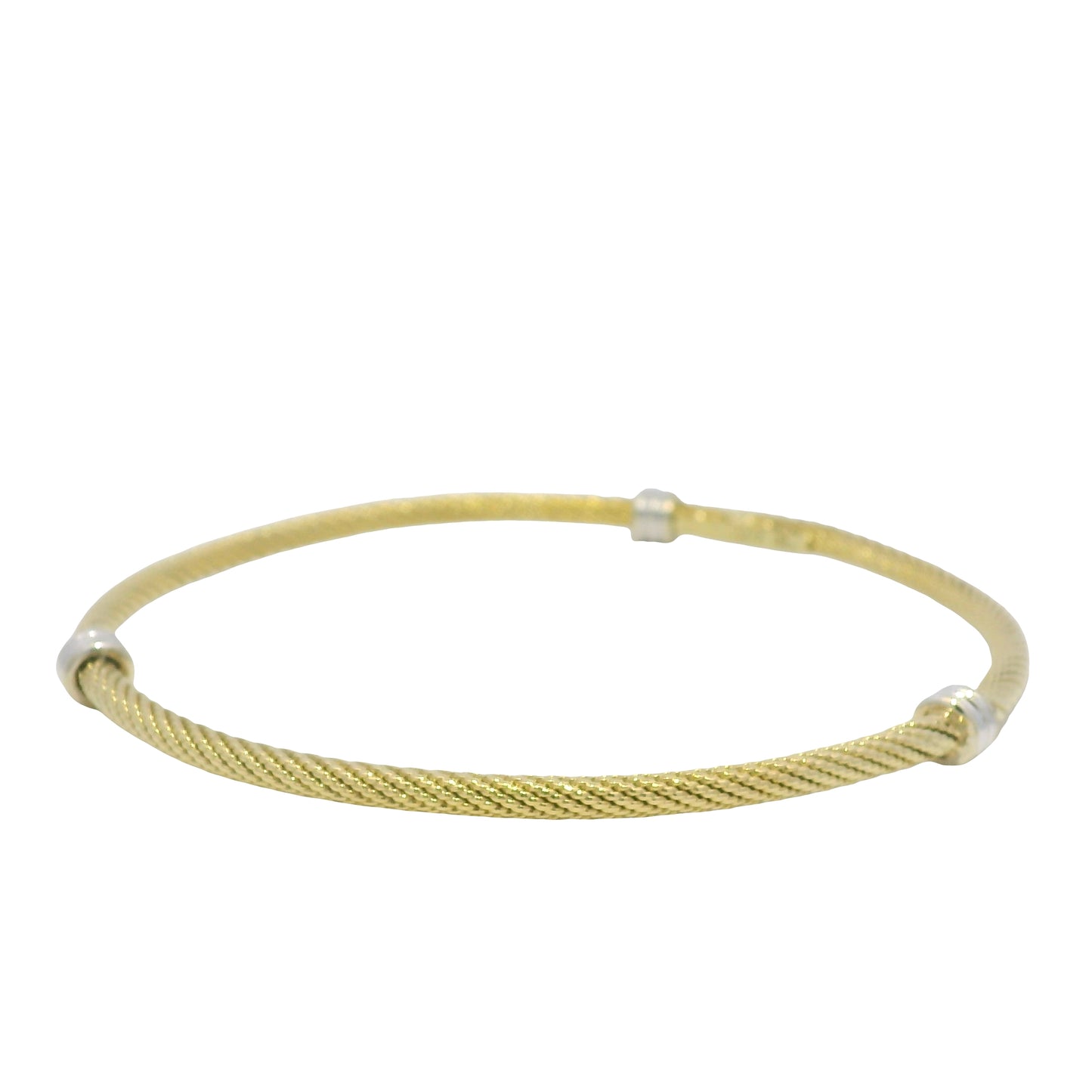 David Yurman 18K Yellow Gold Three Station Narrow Bangle Bracelet