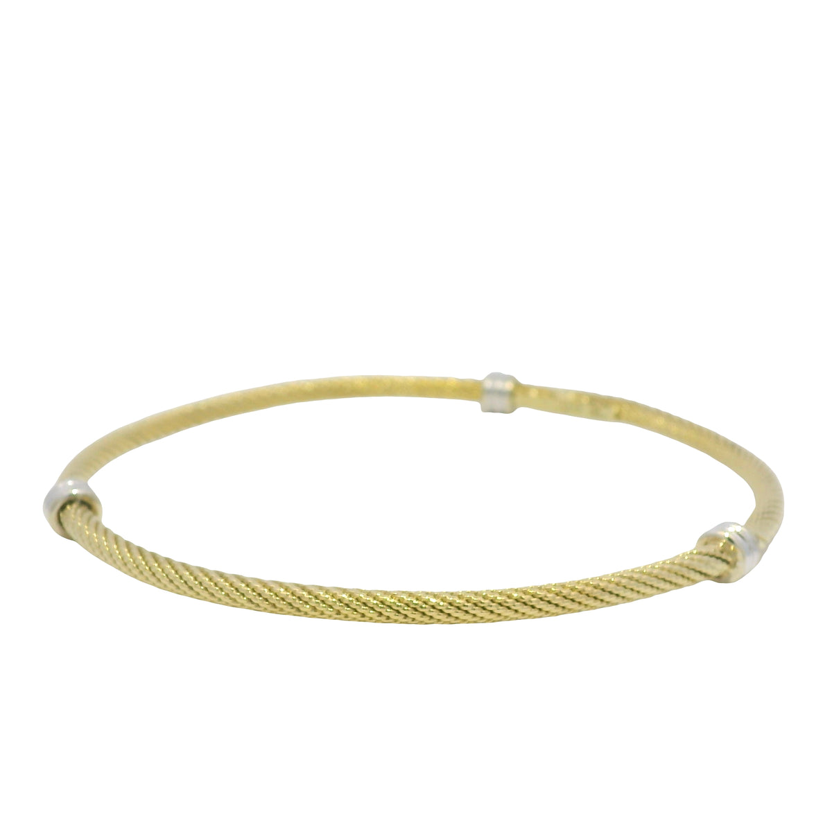 David Yurman 18K Yellow Gold Three Station Narrow Bangle Bracelet — product photo 6