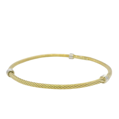 David Yurman 18K Yellow Gold Three Station Narrow Bangle Bracelet