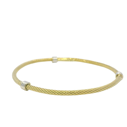 David Yurman 18K Yellow Gold Three Station Narrow Bangle Bracelet