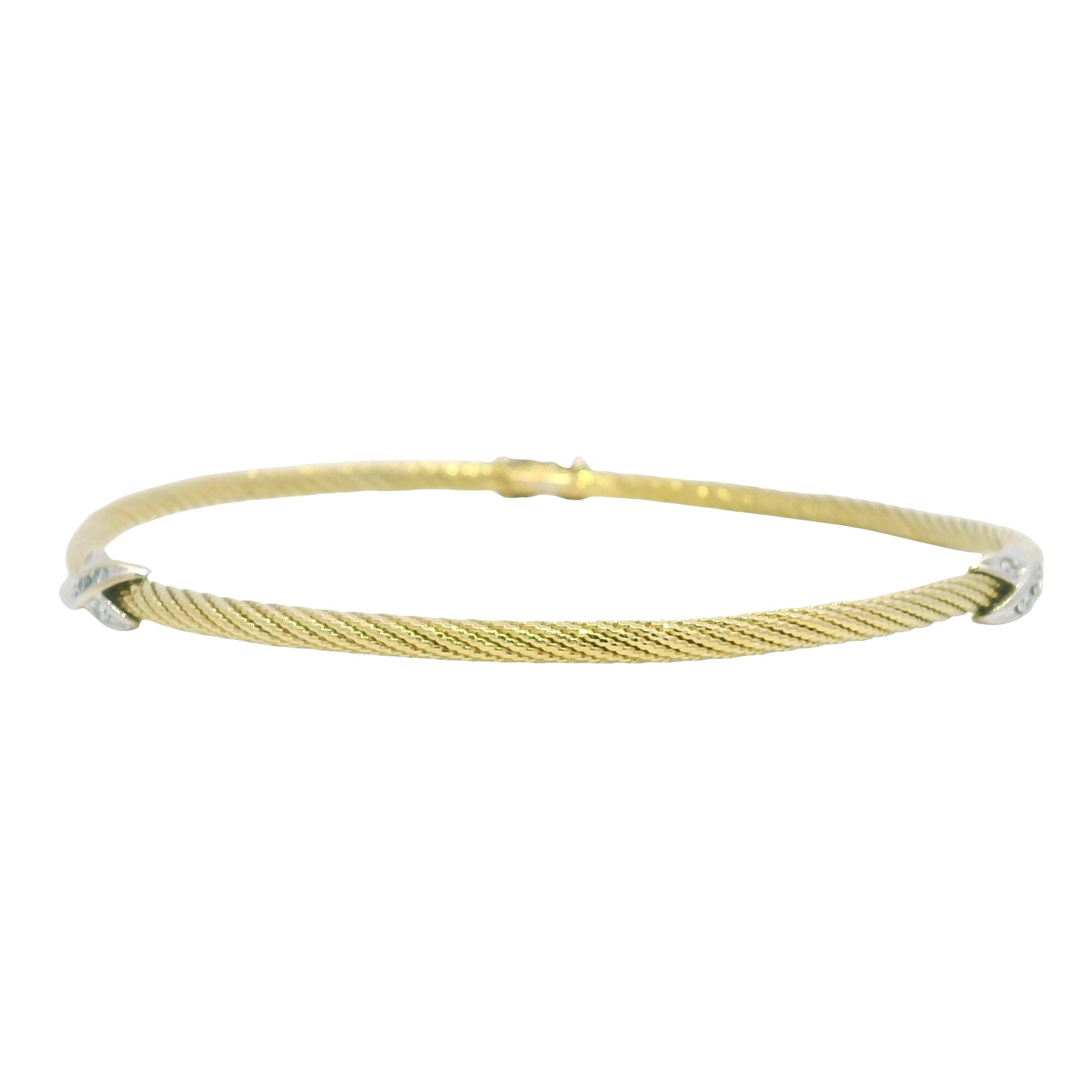 David Yurman 18K Yellow Gold Diamond X Narrow Bangle Bracelet