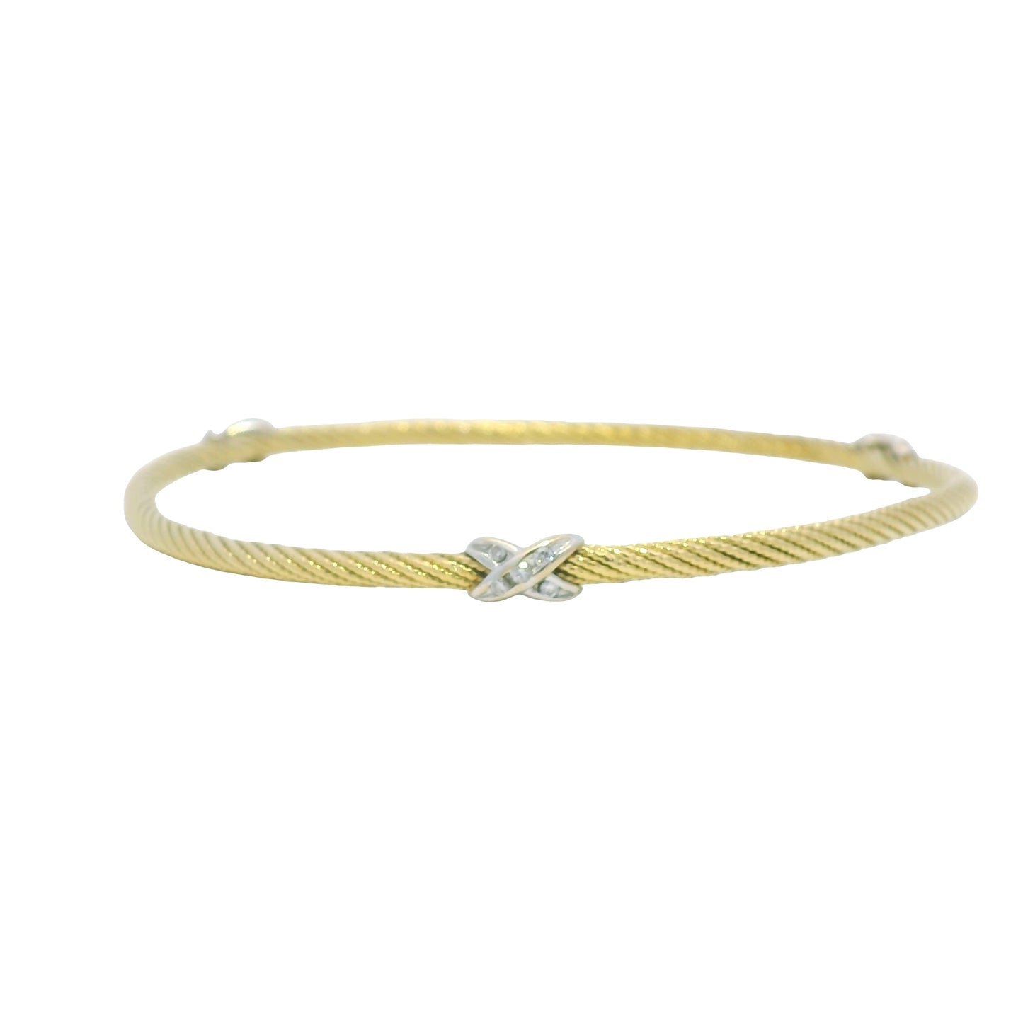David Yurman 18K Yellow Gold Diamond X Narrow Bangle Bracelet