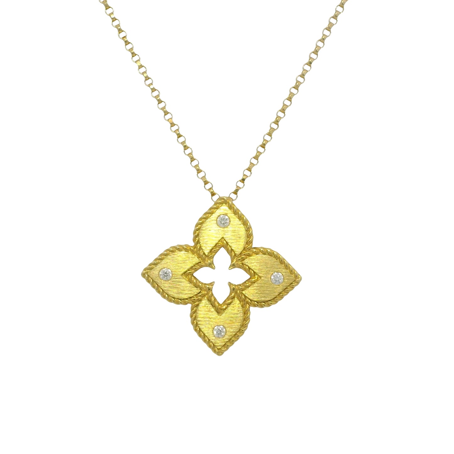 Roberto Coin 18k Yellow Gold Venetian Princess Diamond & Satin Pendant Necklace