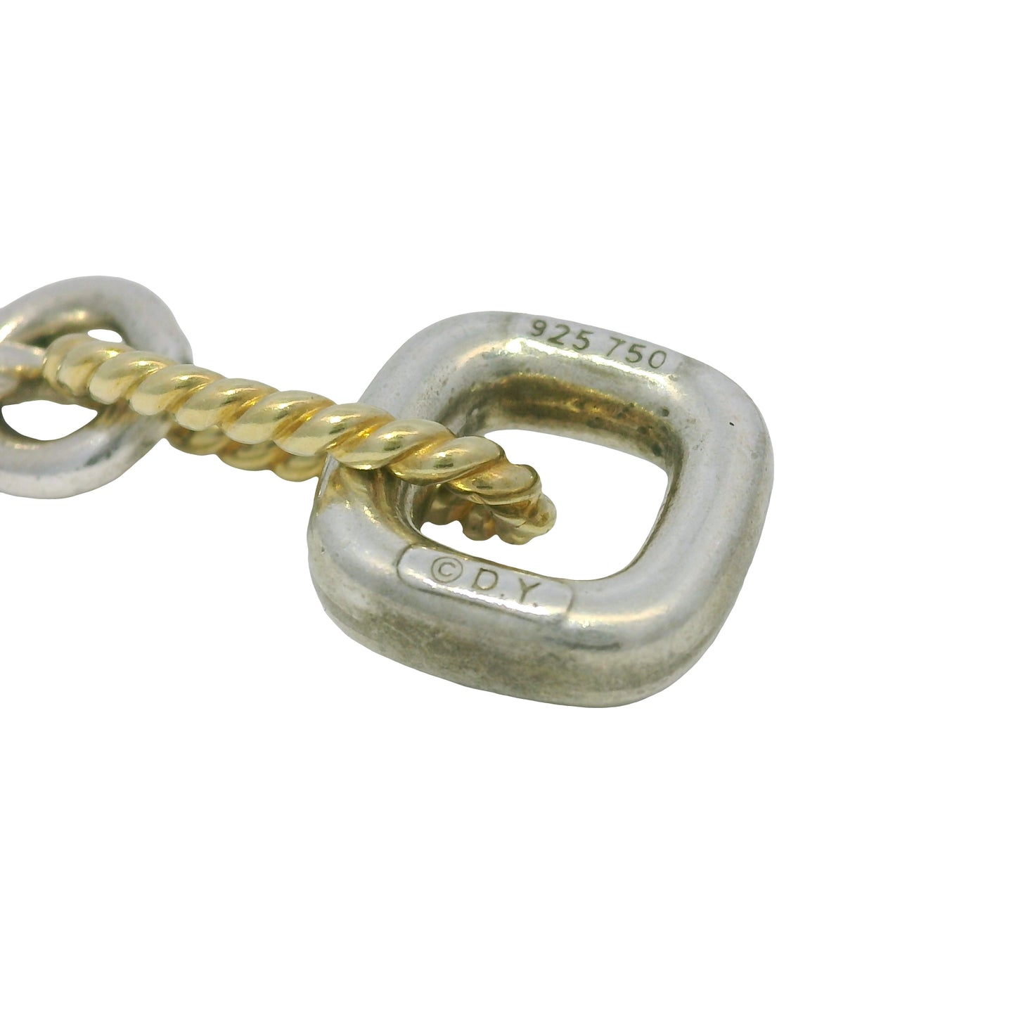 David Yurman 18k Yellow Gold & Silver Cable-Link Toggle Necklace