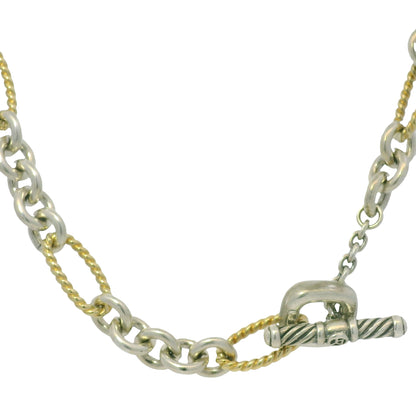 David Yurman 18k Yellow Gold & Silver Cable-Link Toggle Necklace