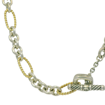 David Yurman 18k Yellow Gold & Silver Cable-Link Toggle Necklace