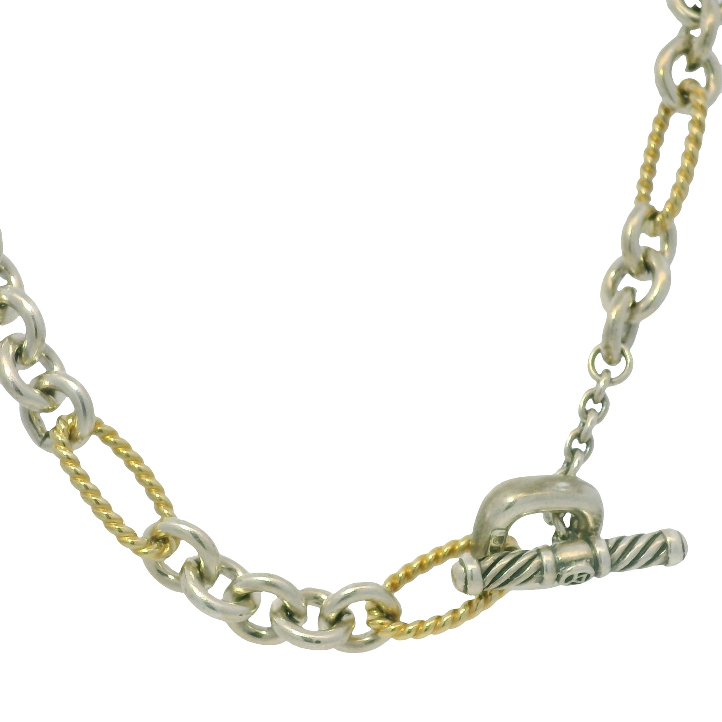 David Yurman 18k Yellow Gold & Silver Cable-Link Toggle Necklace