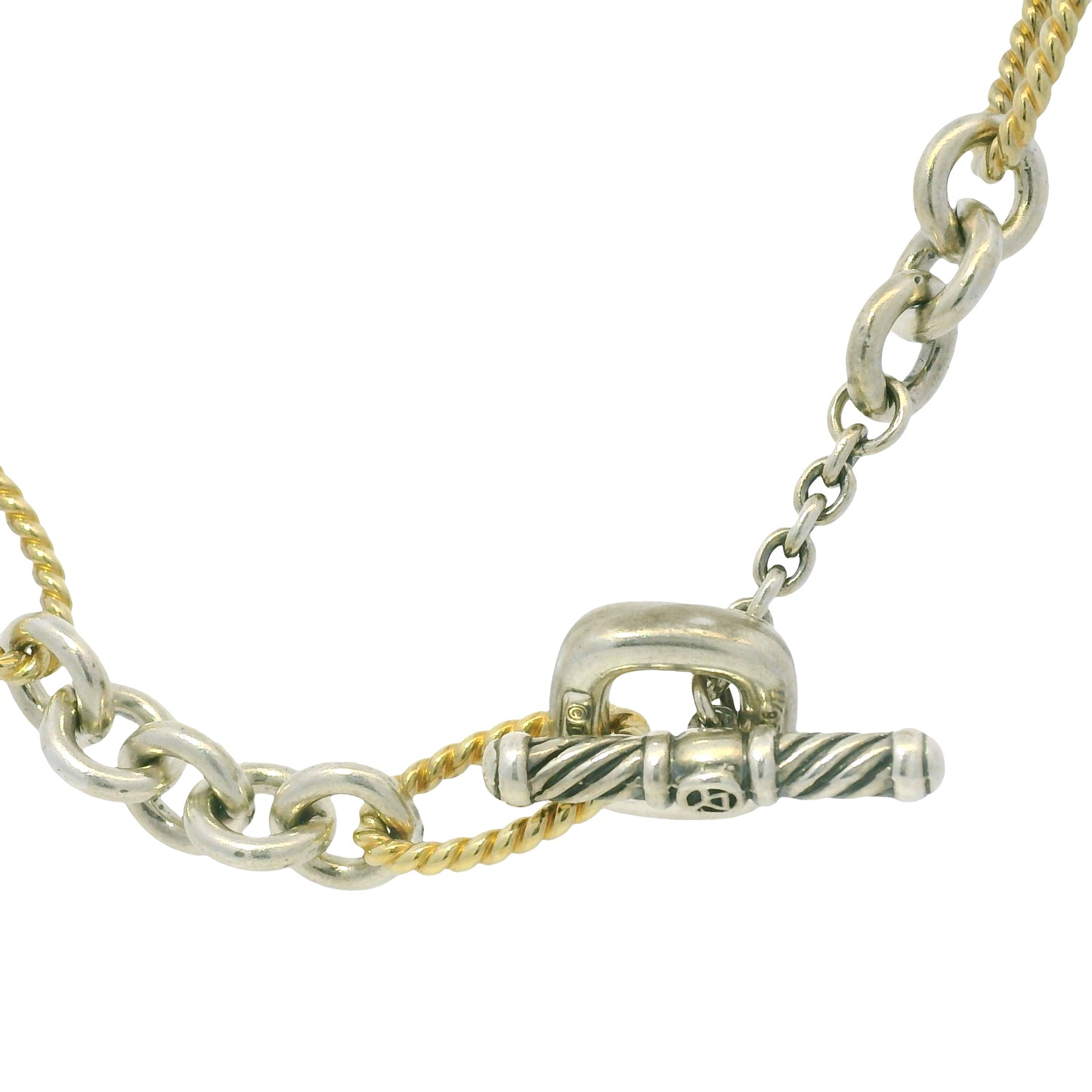 David Yurman 18k Yellow Gold & Silver Cable-Link Toggle Necklace
