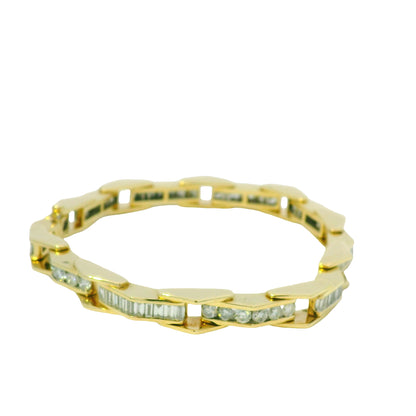14k Yellow Gold Natural Round Brilliant & Baguette Cut Diamond Bracelet