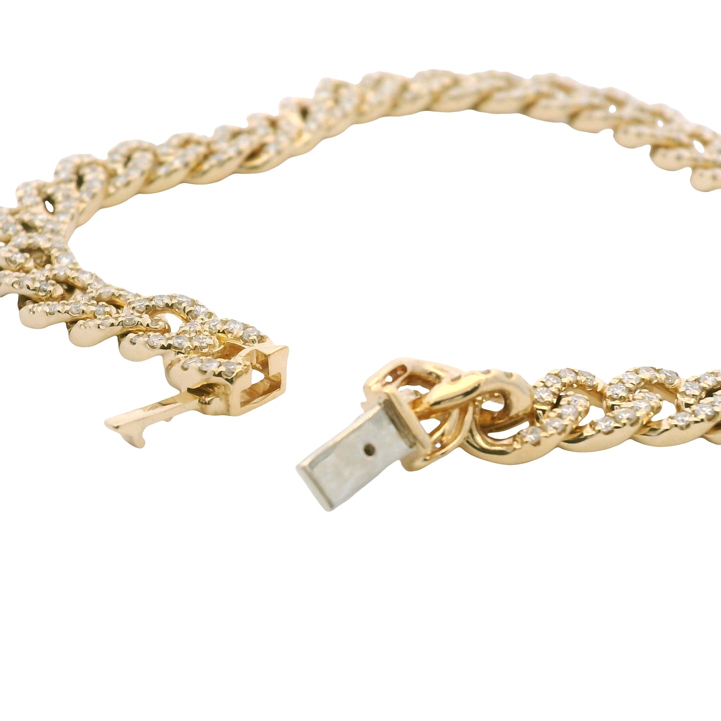 14kt Yellow Gold Natural Curb Link Diamond Bracelet