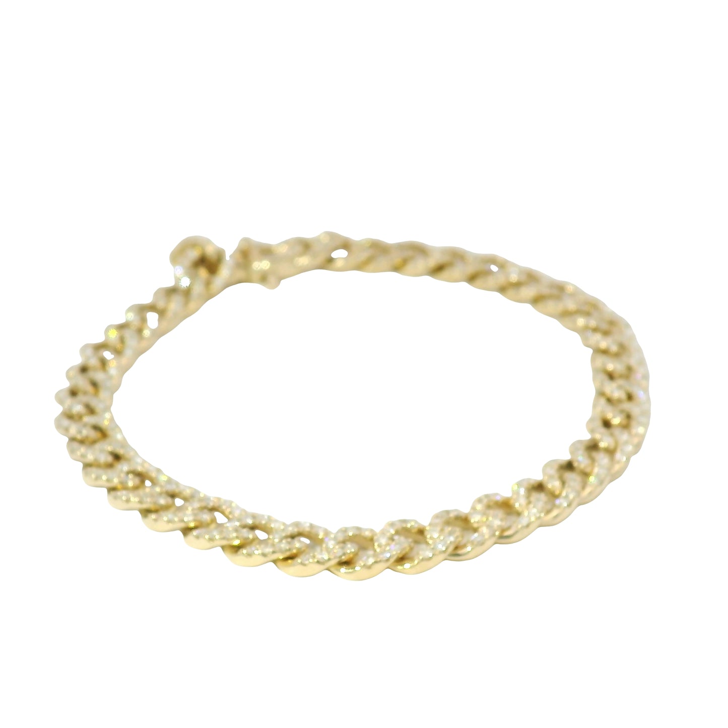 14kt Yellow Gold Natural Curb Link Diamond Bracelet
