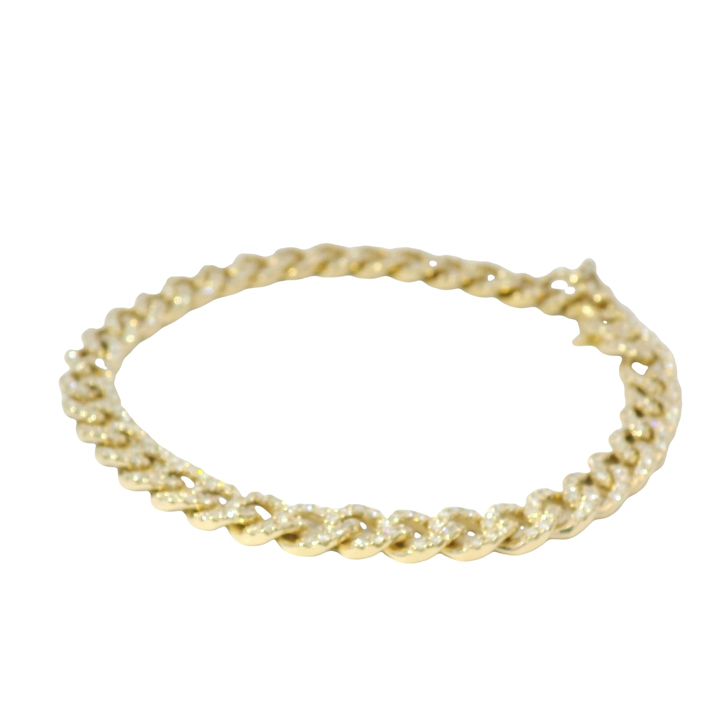 14kt Yellow Gold Natural Curb Link Diamond Bracelet