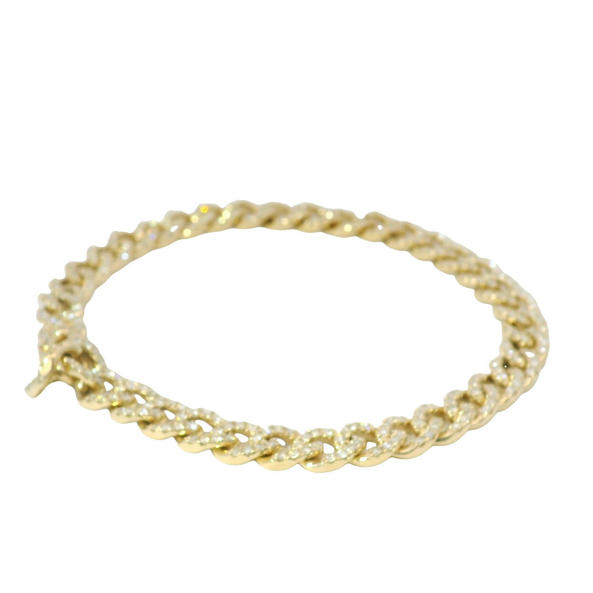 14k Yellow Gold Natural Diamond Curb Link Chain Bracelet — product photo 11