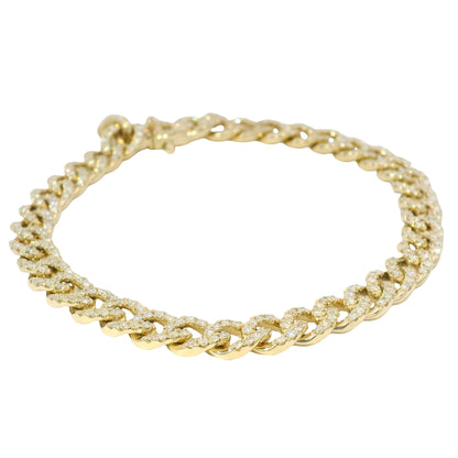 14kt Yellow Gold Natural Curb Link Diamond Bracelet