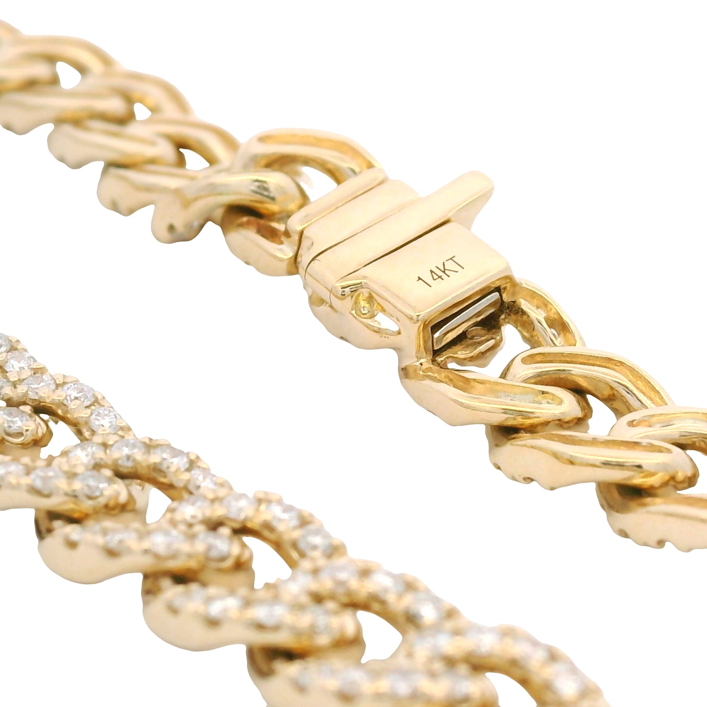 14kt Yellow Gold Natural Curb Link Diamond Bracelet