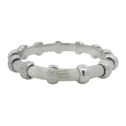 18K White Gold Natural 0.91 Carat Round Diamond Pave Station Bracelet