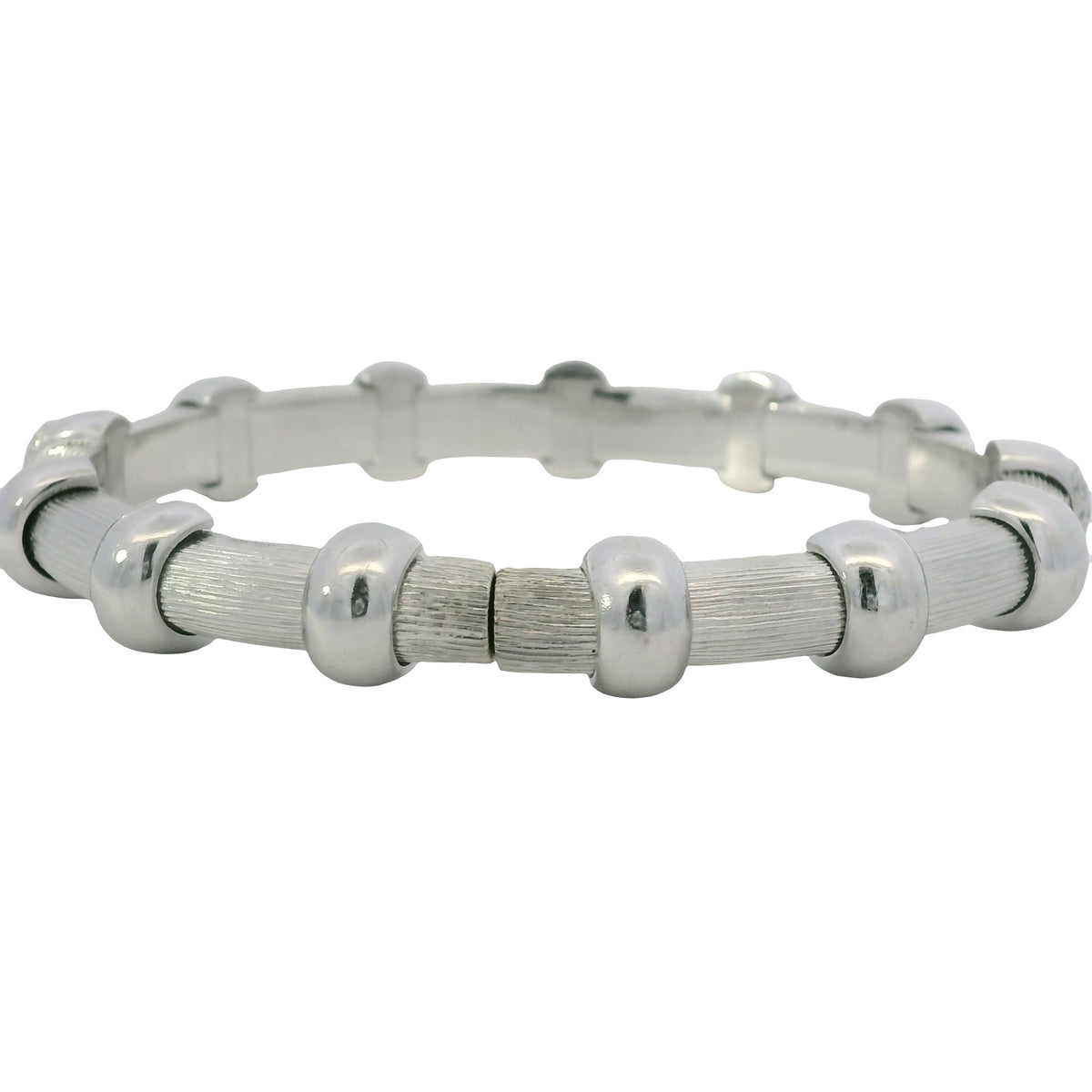 18K White Gold Natural 0.91 Carat Round Diamond Pave Station Bracelet