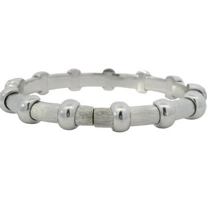 18K White Gold Natural 0.91 Carat Round Diamond Pave Station Bracelet