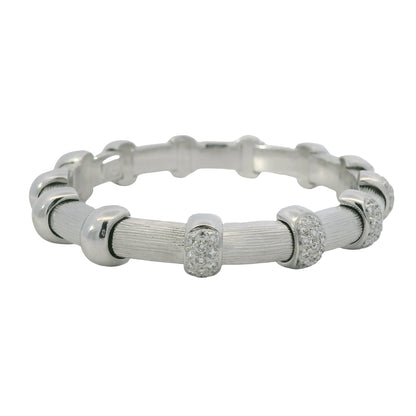 18K White Gold Natural 0.91 Carat Round Diamond Pave Station Bracelet