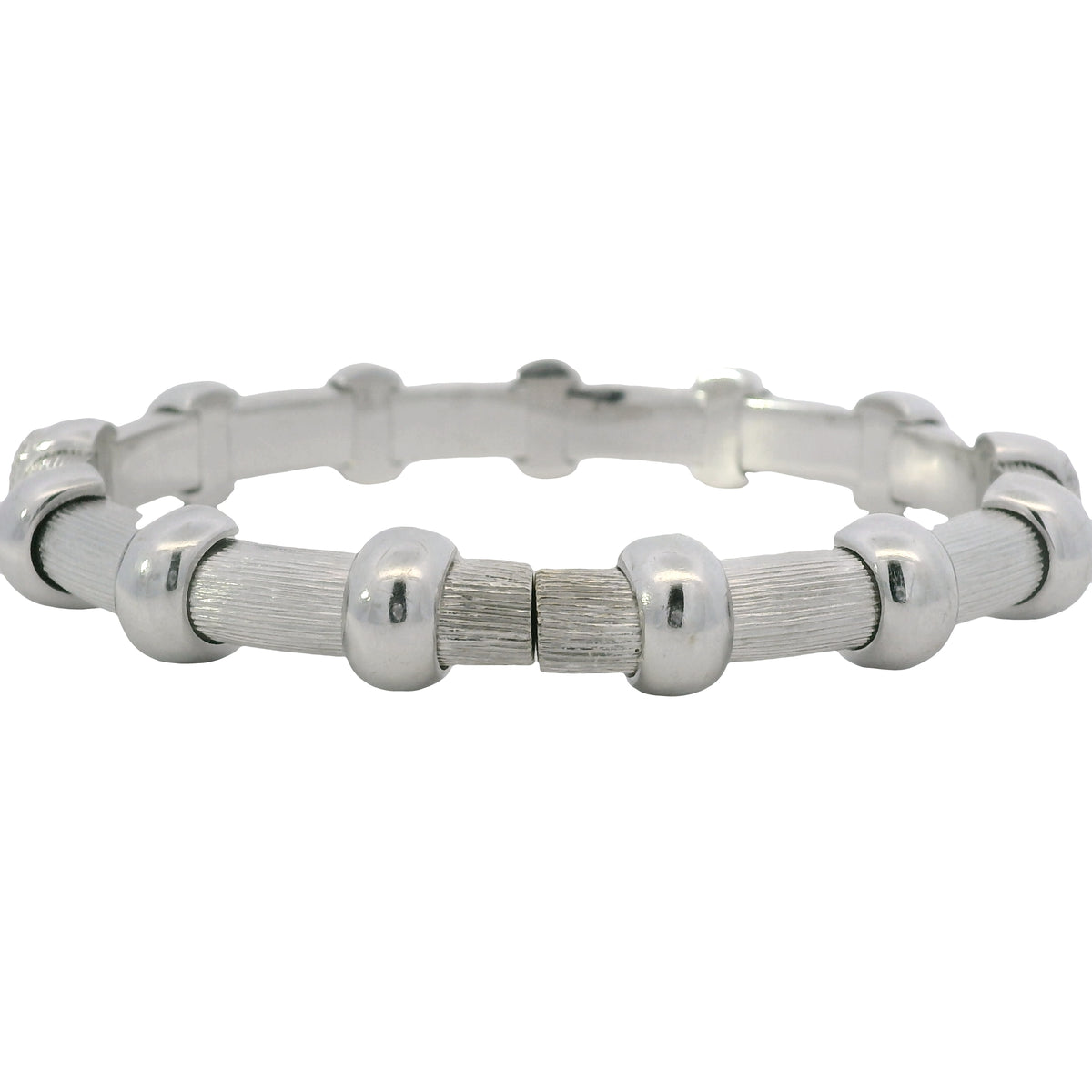 18K White Gold Natural 0.91 Carat Round Diamond Pave Station Bracelet