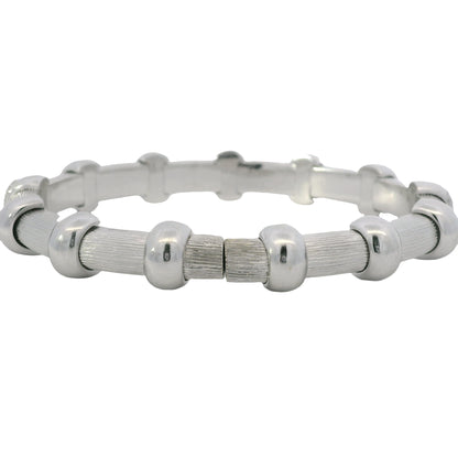 18K White Gold Natural 0.91 Carat Round Diamond Pave Station Bracelet