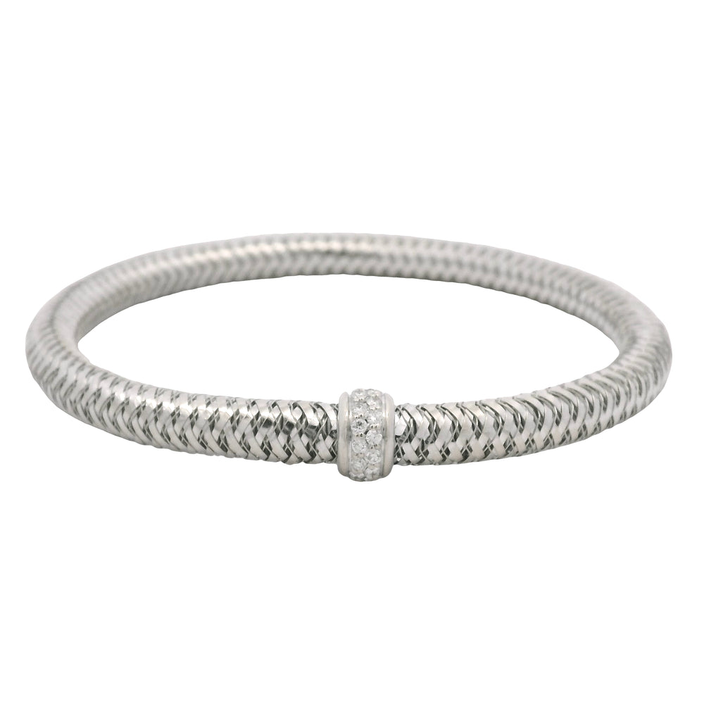 Roberto Coin 18k White Gold Primavera Diamond Weave Bangle Bracelet — product photo 1
