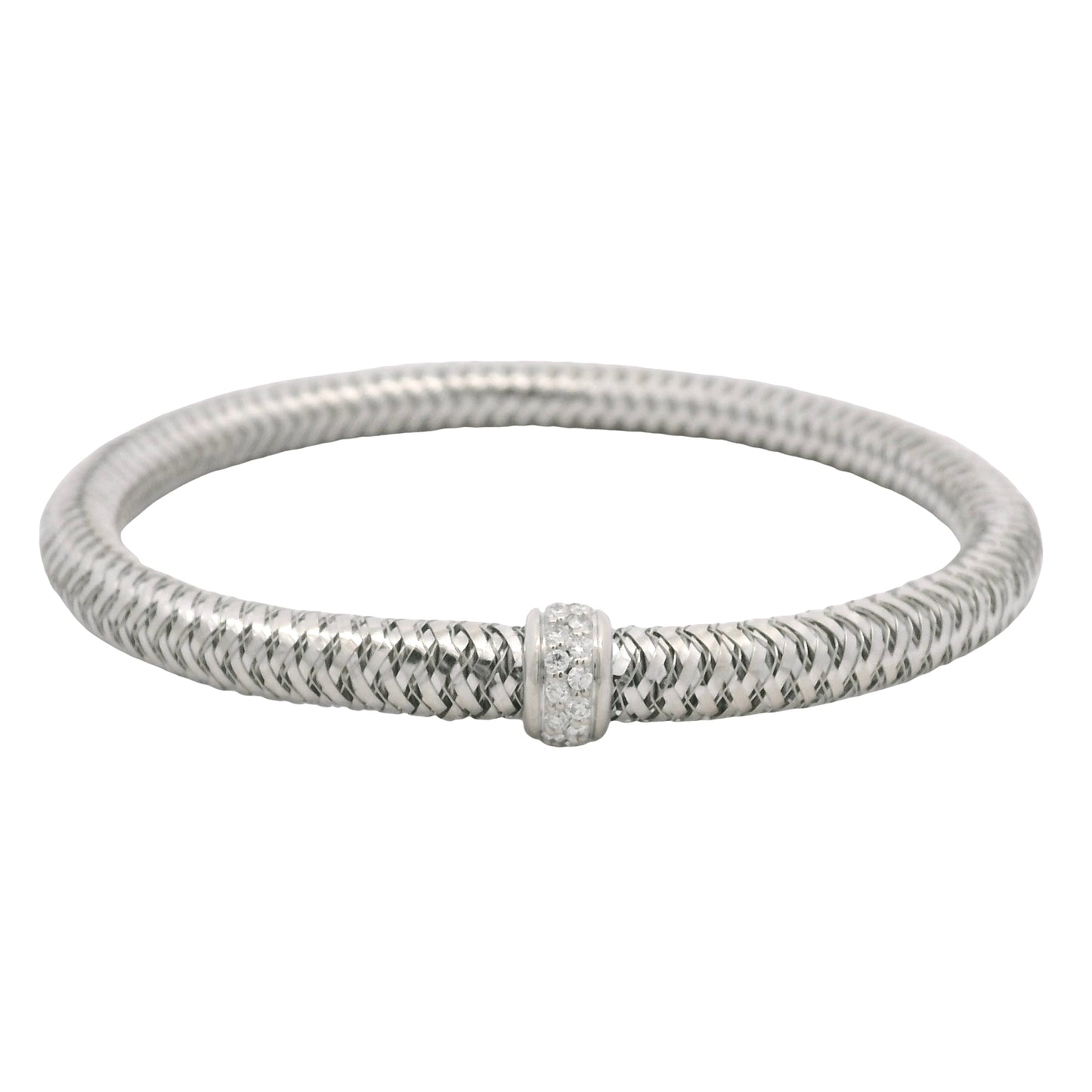 Roberto Coin 18k White Gold Primavera Diamond Weave Bangle Bracelet