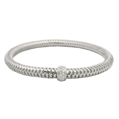 Roberto Coin 18k White Gold Primavera Diamond Weave Bangle Bracelet