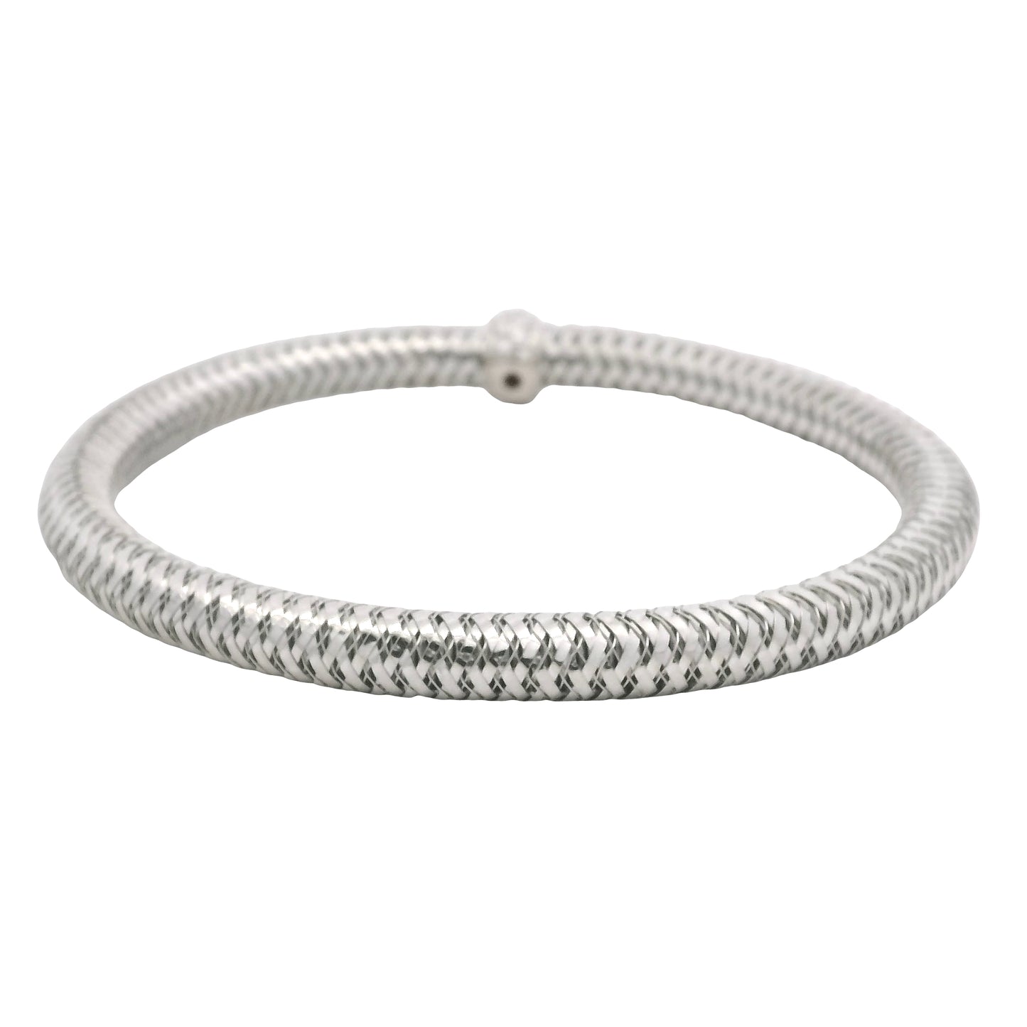 Roberto Coin 18k White Gold Primavera Diamond Weave Bangle Bracelet