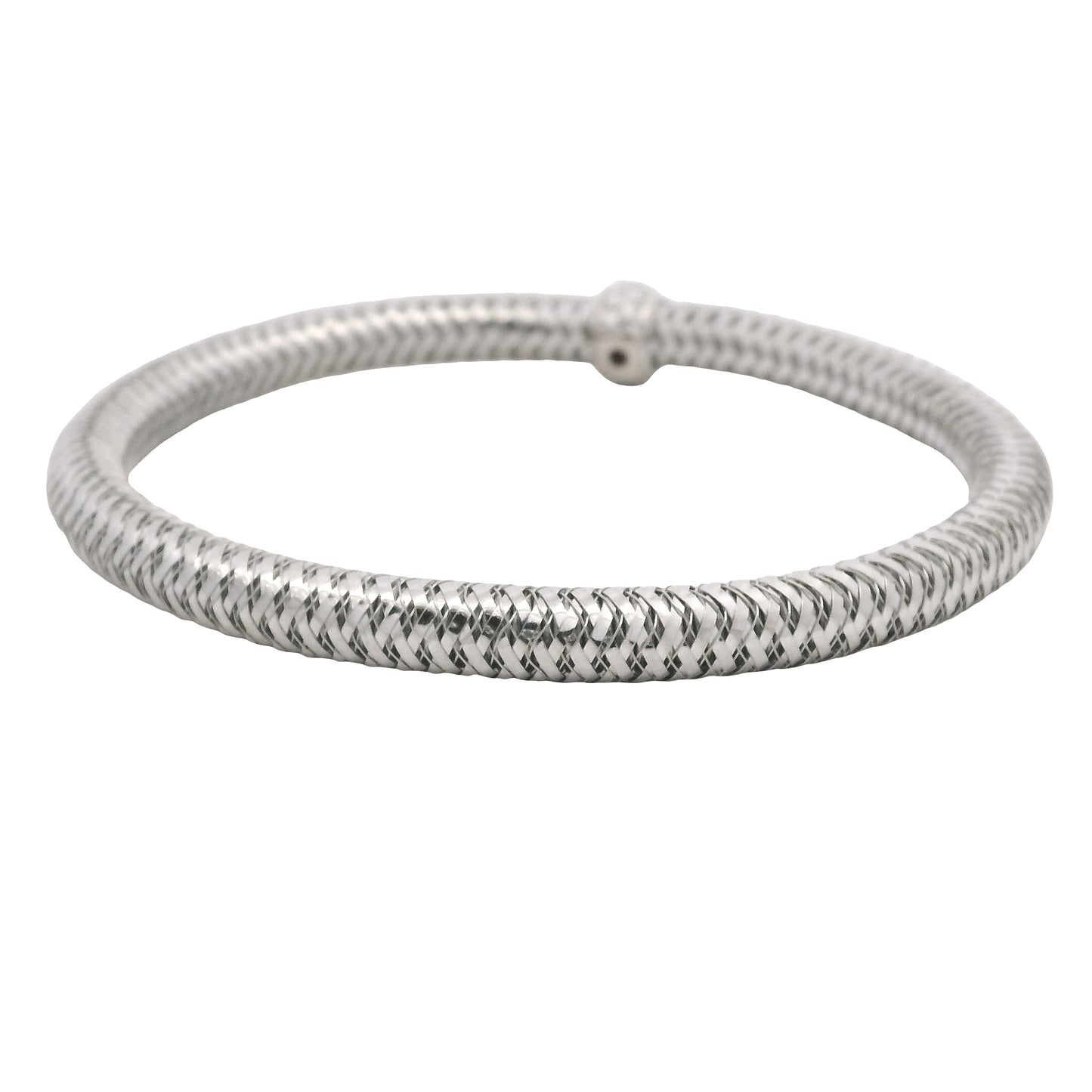 Roberto Coin 18k White Gold Primavera Diamond Weave Bangle Bracelet