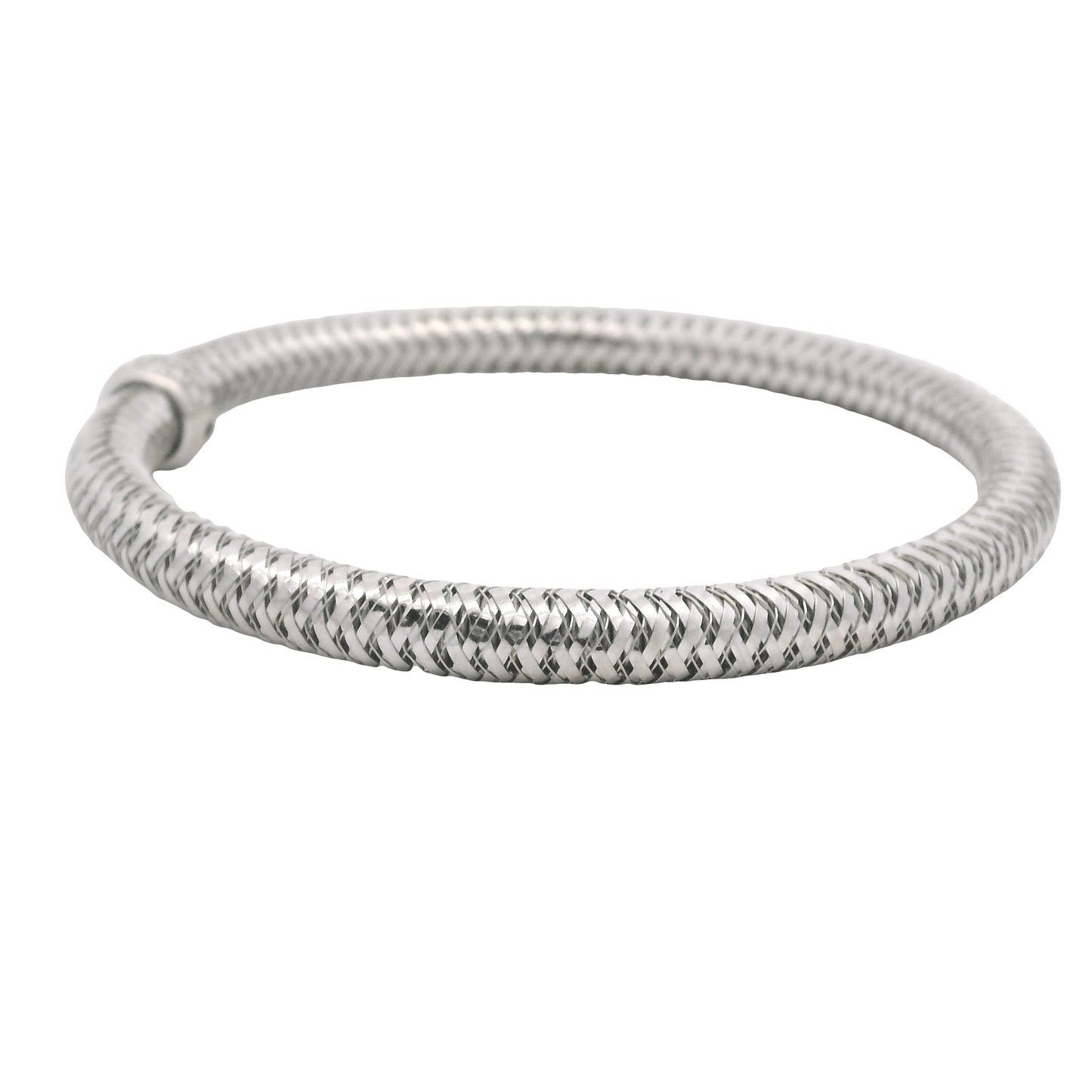 Roberto Coin 18k White Gold Primavera Diamond Weave Bangle Bracelet