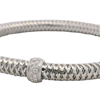 Roberto Coin 18k White Gold Primavera Diamond Weave Bangle Bracelet