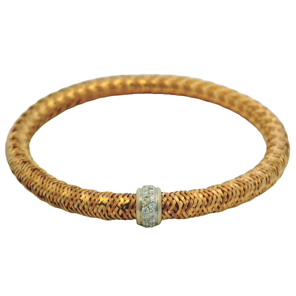 Roberto Coin 18k Rose Gold Primavera Diamond Weave Bangle Bracelet — product photo 2