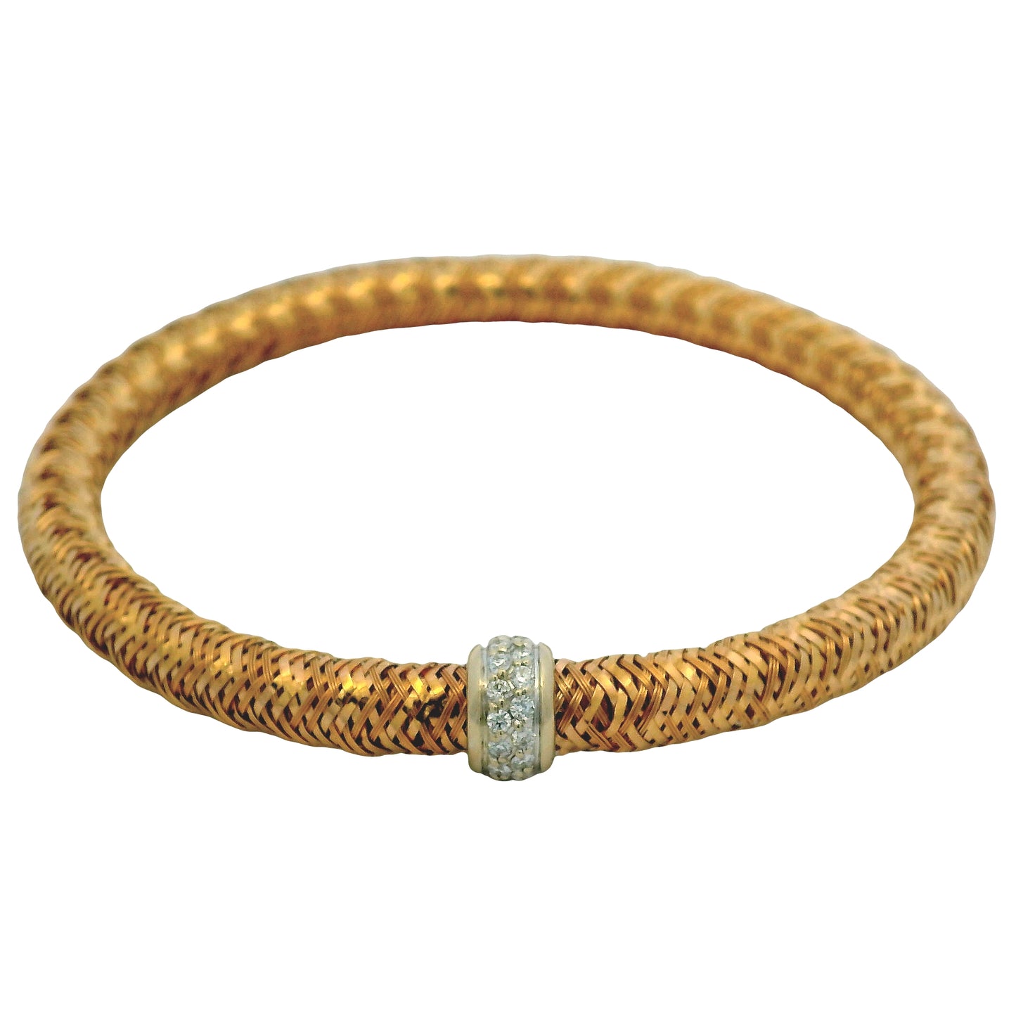 Roberto Coin 18k Rose Gold Primavera Diamond Weave Bangle Bracelet