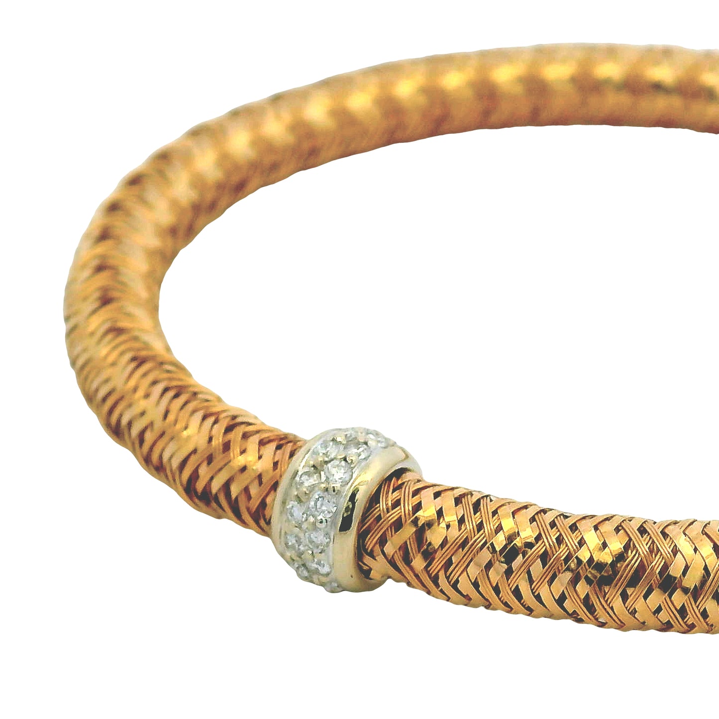 Roberto Coin 18k Rose Gold Primavera Diamond Weave Bangle Bracelet