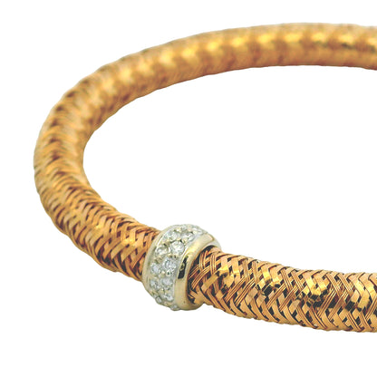 Roberto Coin 18k Rose Gold Primavera Diamond Weave Bangle Bracelet