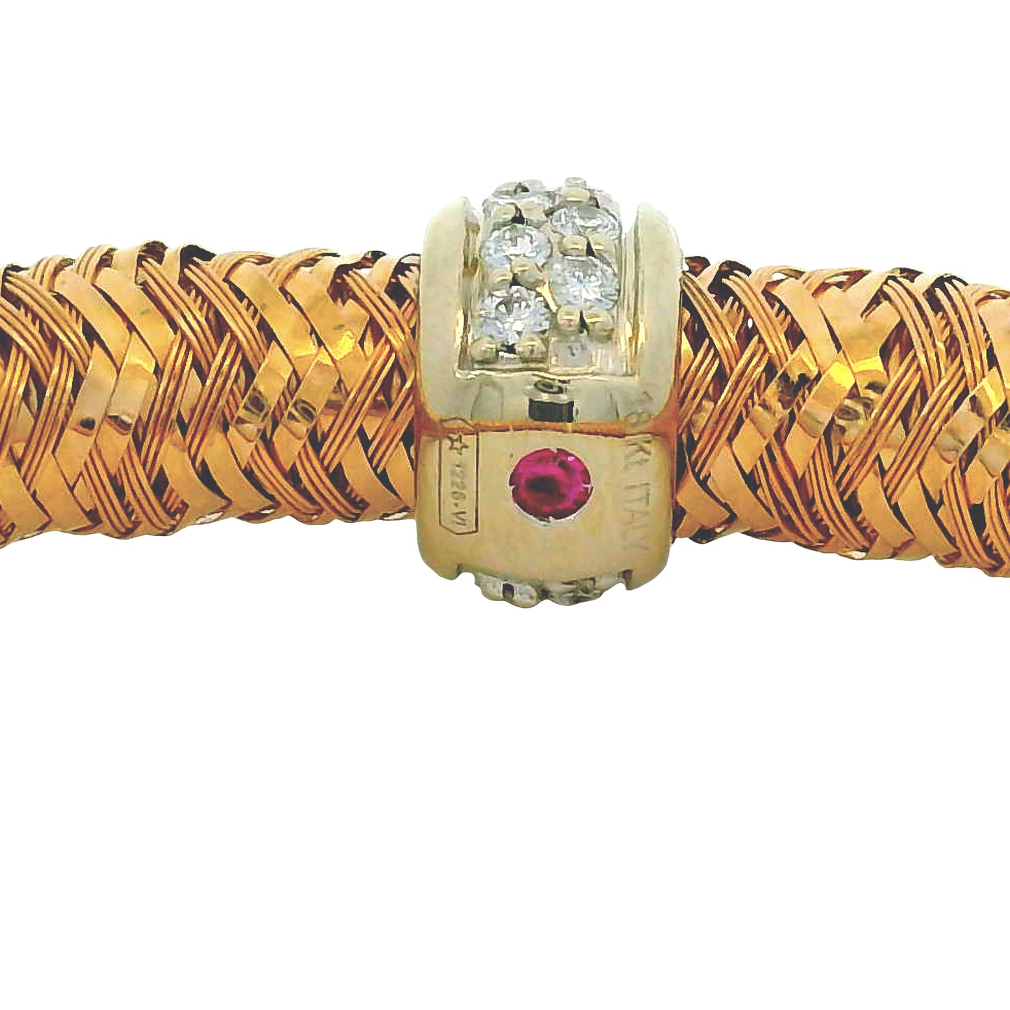 Roberto Coin 18k Rose Gold Primavera Diamond Weave Bangle Bracelet