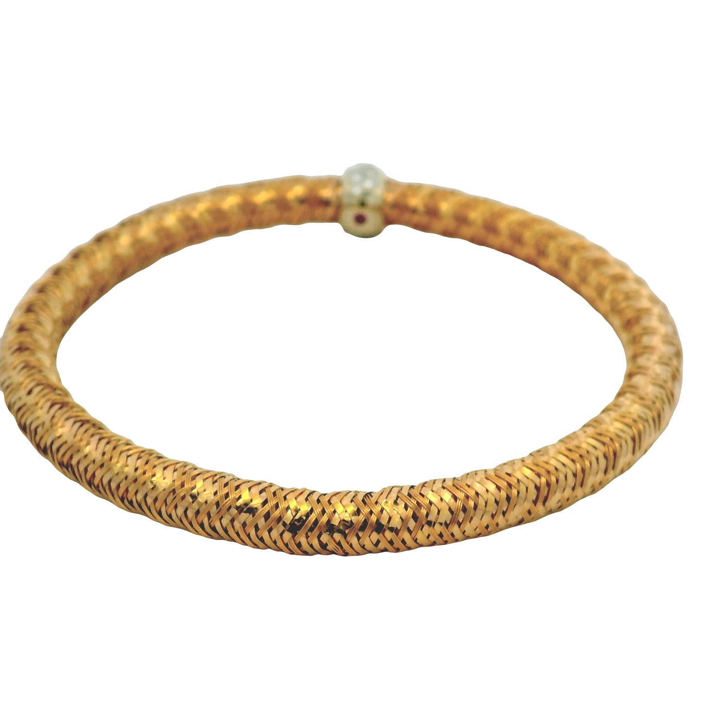Roberto Coin 18k Rose Gold Primavera Diamond Weave Bangle Bracelet