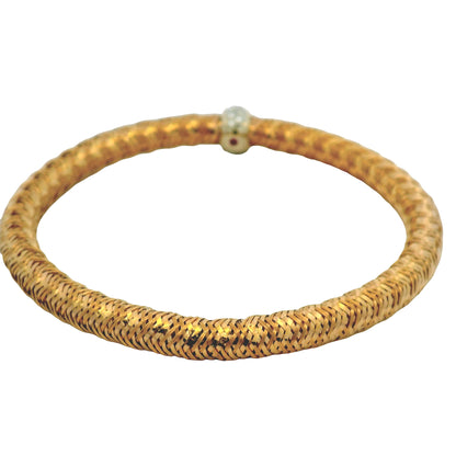 Roberto Coin 18k Rose Gold Primavera Diamond Weave Bangle Bracelet