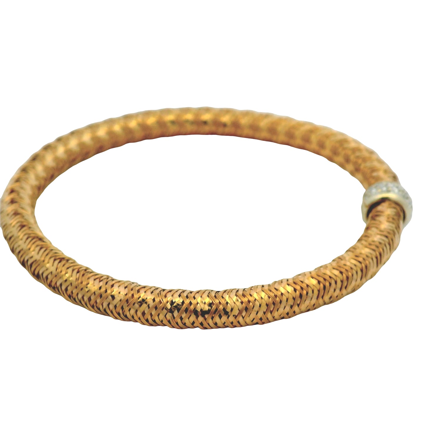 Roberto Coin 18k Rose Gold Primavera Diamond Weave Bangle Bracelet