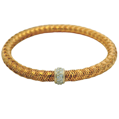 Roberto Coin 18k Rose Gold Primavera Diamond Weave Bangle Bracelet