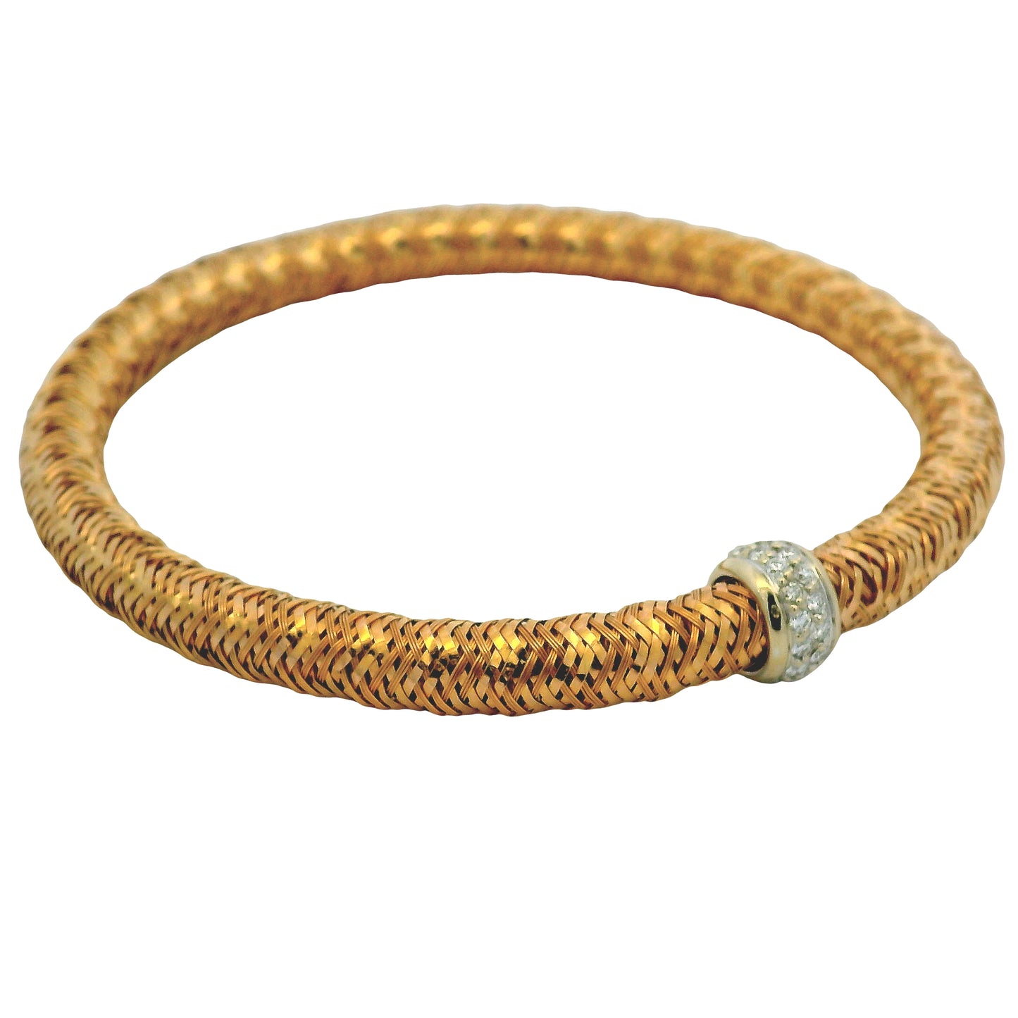 Roberto Coin 18k Rose Gold Primavera Diamond Weave Bangle Bracelet