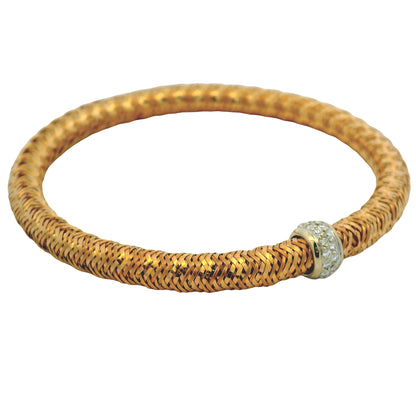 Roberto Coin 18k Rose Gold Primavera Diamond Weave Bangle Bracelet