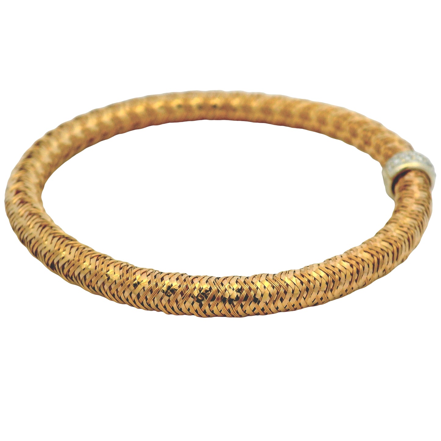 Roberto Coin 18k Rose Gold Primavera Diamond Weave Bangle Bracelet