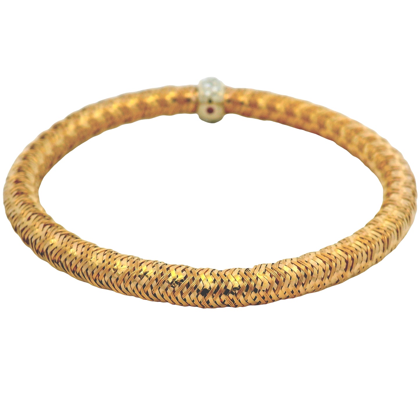 Roberto Coin 18k Rose Gold Primavera Diamond Weave Bangle Bracelet