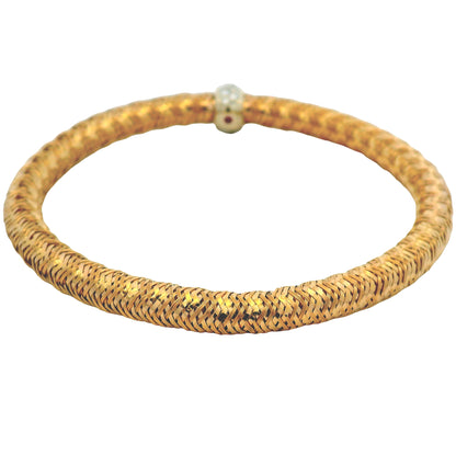 Roberto Coin 18k Rose Gold Primavera Diamond Weave Bangle Bracelet