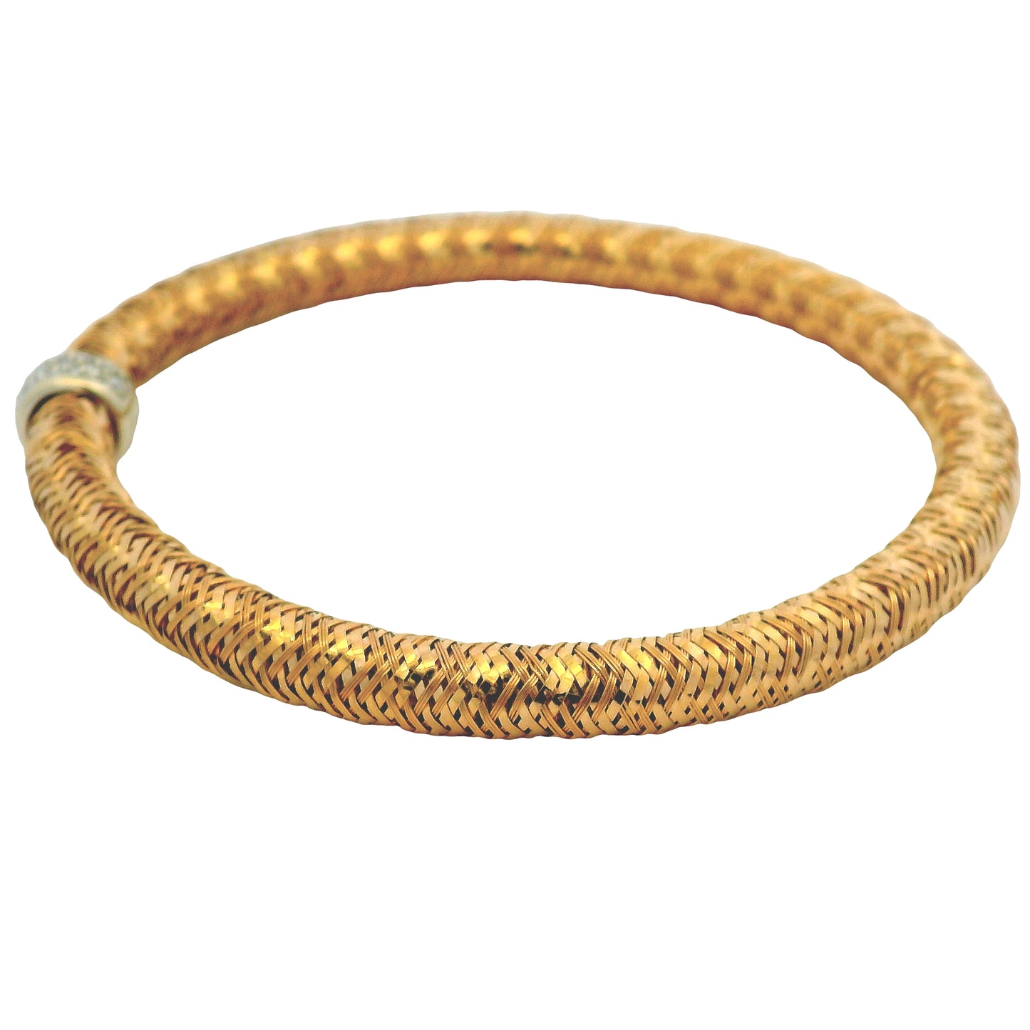 Roberto Coin 18k Rose Gold Primavera Diamond Weave Bangle Bracelet